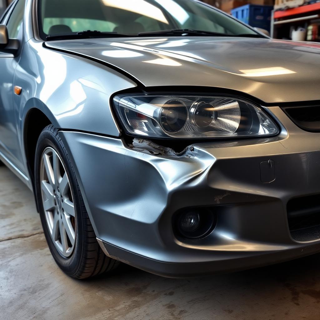 Front-end collision before repair