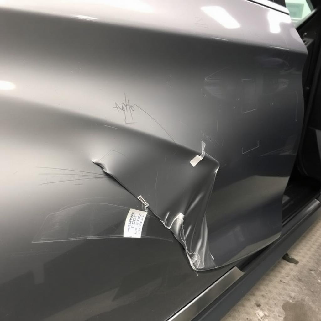 Door damage before repair
